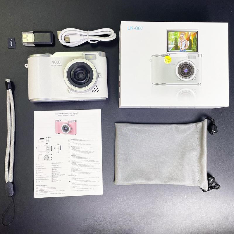 Foldable Screen Student Camera, 1 Count Retro CCD Card Machine, Entry-Level Digital Camera, 1080P High Built-In Games & Filter Functions Camera, Mini