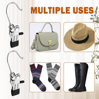 Boot Hangers for Closet 16 Counts, Boot Clips for Hanging, Space Saving Hanging Boot Rack, Multi Function Hooks Clothes for Home, Travel, Pants, Socks, Handbags