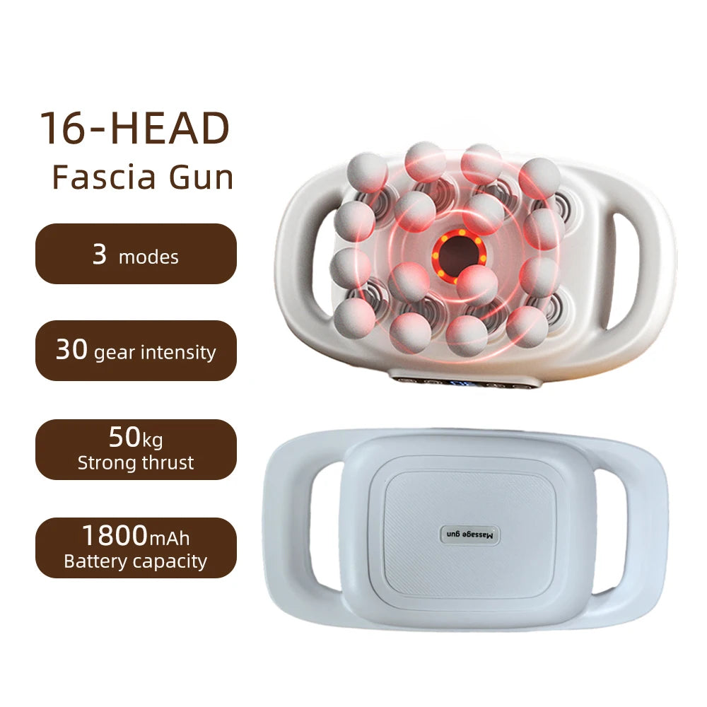 16-Head Fascia Gun High-Frequency Vibration Body Massage Gun Waist and Back Massager Neck Shoulder Massager Muscle Masajeador