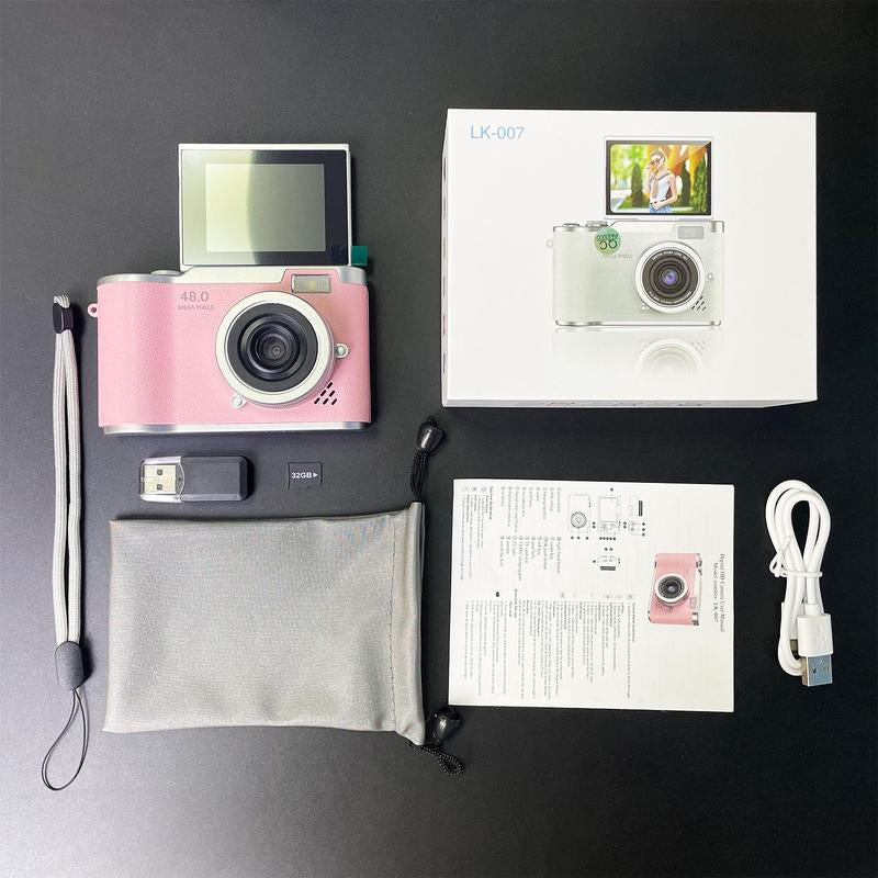 Foldable Screen Student Camera, 1 Count Retro CCD Card Machine, Entry-Level Digital Camera, 1080P High Built-In Games & Filter Functions Camera, Mini