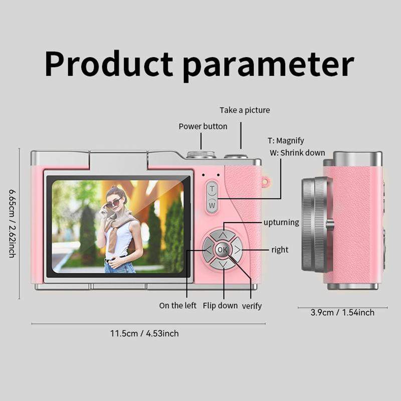 Foldable Screen Student Camera, 1 Count Retro CCD Card Machine, Entry-Level Digital Camera, 1080P High Built-In Games & Filter Functions Camera, Mini