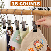 Boot Hangers for Closet 16 Counts, Boot Clips for Hanging, Space Saving Hanging Boot Rack, Multi Function Hooks Clothes for Home, Travel, Pants, Socks, Handbags
