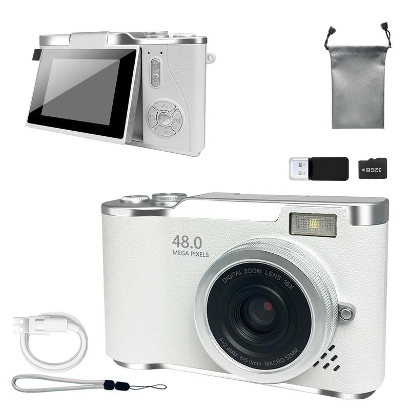 Foldable Screen Student Camera, 1 Count Retro CCD Card Machine, Entry-Level Digital Camera, 1080P High Built-In Games & Filter Functions Camera, Mini